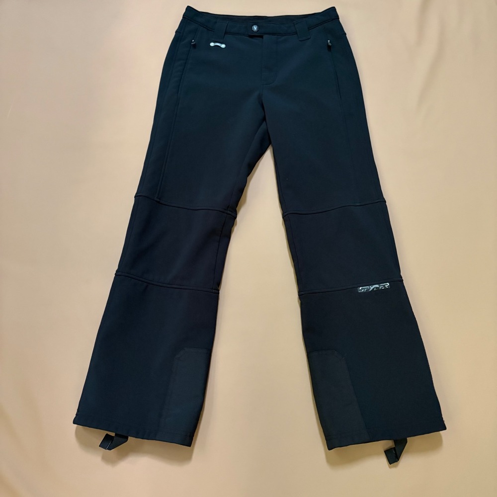 Spyder Womens Black Softshell Ski Snow Pants Size 6 (30x29) Fleece Lined XTL